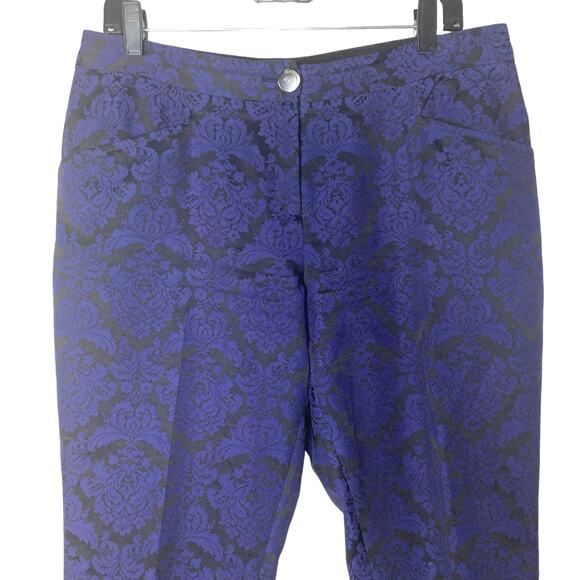 Ted Baker Capri Pants Womens Size 4 (8-10) Purple Black Floral - Picture 4 of 11